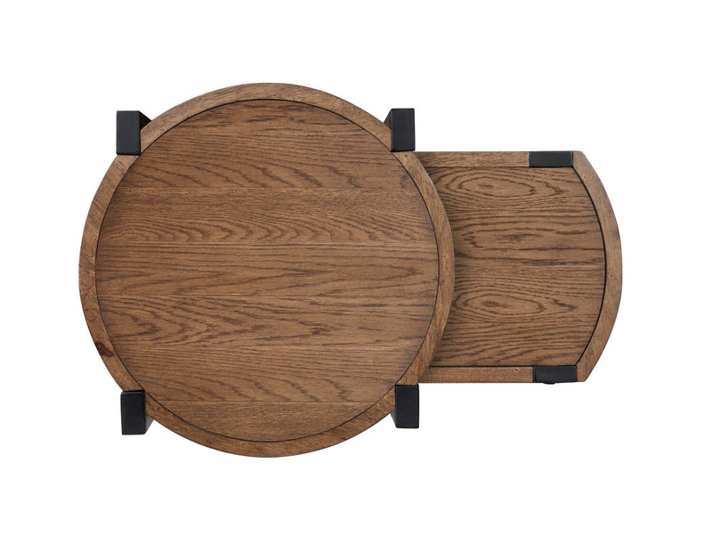 2 tables d’appoint gigognes rondes Gordon de 22 po en bois massif - brunes
