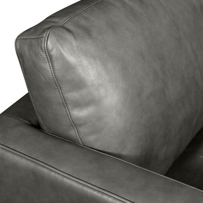 Fauteuil Edge de 35 po en cuir véritable avec pattes en bois et coussin de dossier amovible - gris