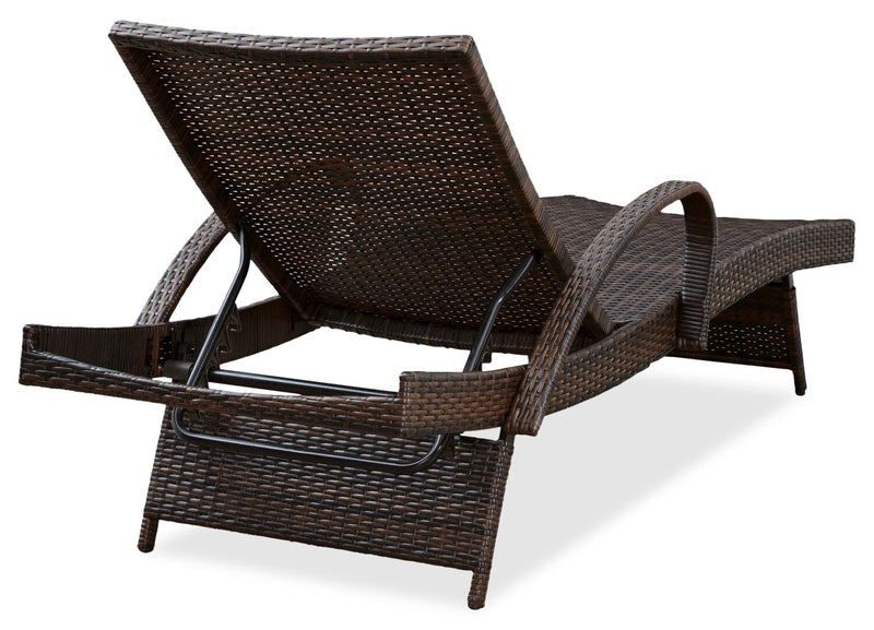 Ensemble de 2 chaises longues Kelowna pour la terrasse à l’extérieur - osier en résine, résistant aux rayons UV et aux intempéries - brun