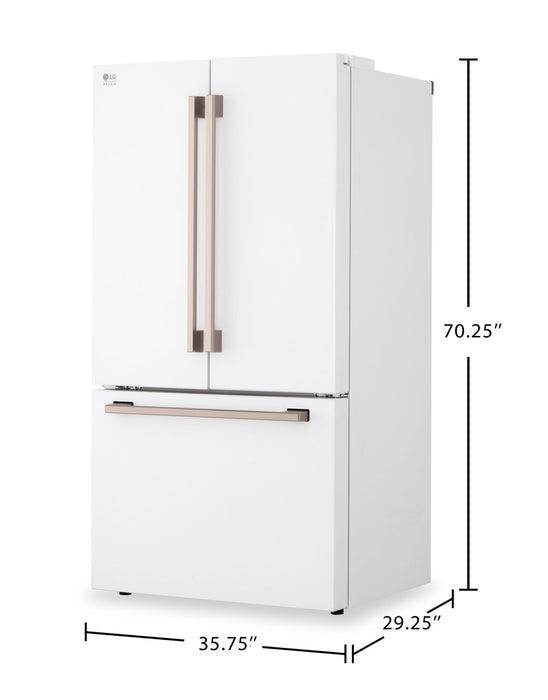 Réfrigérateur intelligent LG Studio de 27 pi3 et de 36 po de profondeur comptoir MAXMCà portes françaises - essence blanche - SRFB27W3