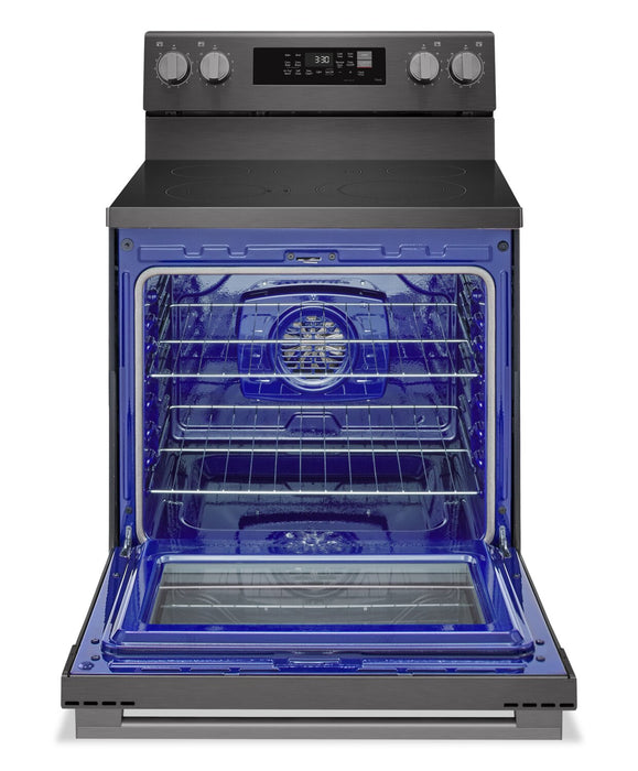 Cuisinière intelligente électrique LG de 6,3 pi³ avec friture à air - acier inoxydable noir - LREN6323ZE