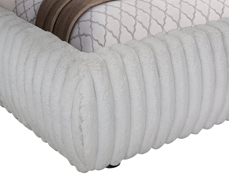 Lit plateforme rembourré Aria en tissu gris capitonné - format très grand lit