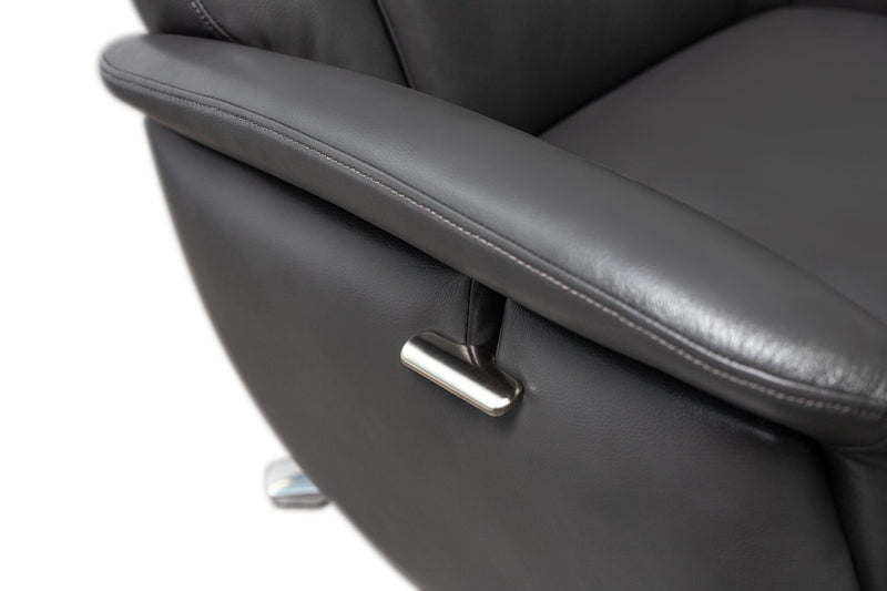 Fauteuil pivotant inclinable Vega antistress de 29,5 po en similicuir avec repose-pieds et pattes en aluminium - gris