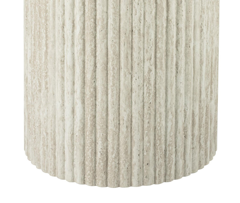 Table de bout ronde Sullivan de 23,6 po avec dessus en pierre frittée - travertin beige