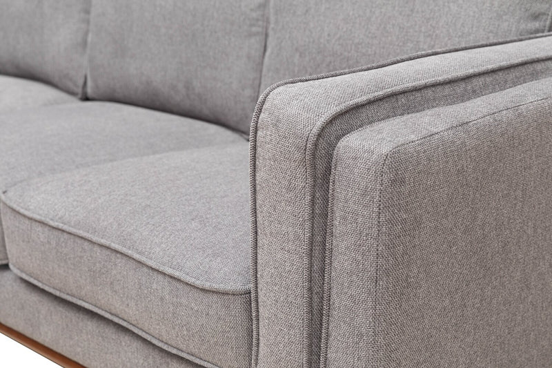 Sofa sectionnel Kassia de Kort & Co. 2 pièces en tissu d’apparence lin avec base et pattes en bois - gris