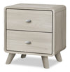 Table de nuit moderne du milieu du 20e siècle Cami de 17 po (L) x 24,8 po (H) à 2 tiroirs - chêne gris
