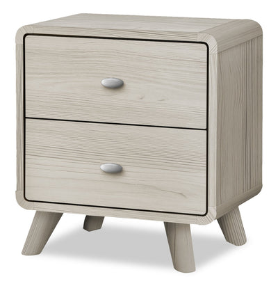 Cami Bedside 2-Drawer Nightstand, Mid-Century Modern, 17"W x 24.8"H - Grey Oak | Table de nuit moderne du milieu du 20e siècle Cami de 17 po (L) x 24,8 po (H) à 2 tiroirs - chêne gris