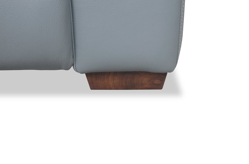 Sofa sectionnel à inclinaison électrique Geneva 3 pièces en cuir véritable avec appuie-têtes électriques et port USB - bleu piscine