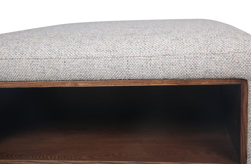 Pouf table à café Geneva de 32,5 po en tissu de chenille avec rangement et pattes en bois - beige nuage