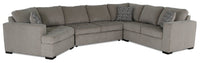 Sofa-lit sectionnel de gauche Legend 4 pièces fabriqué au Canada en tissu de chenille avec fauteuil enveloppant - beige platine