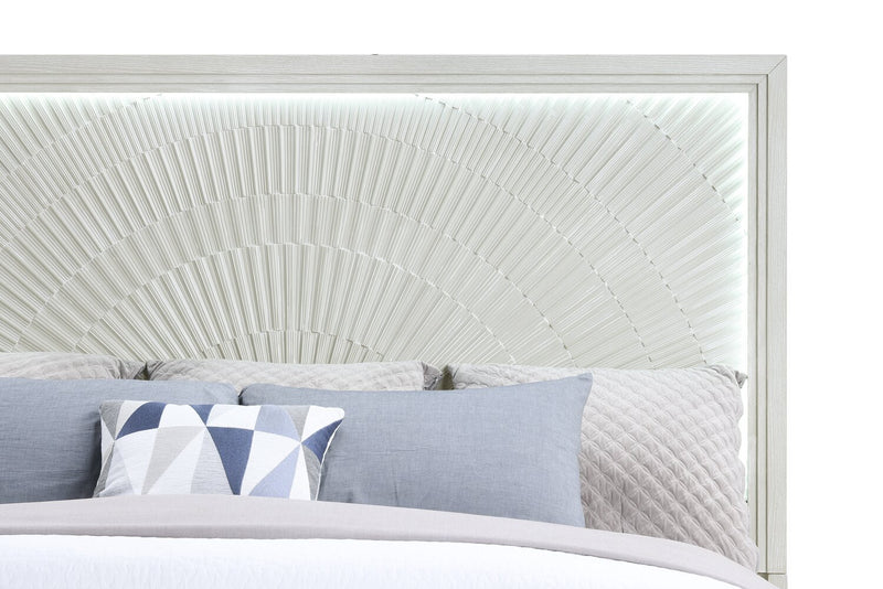 Lit à panneaux Vida avec tête de lit et cadre de lit, sable - format très grand lit