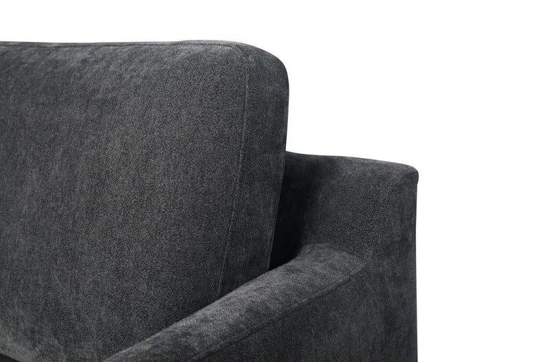 Sofa sectionnel Jorja 3 pièces en tissu de chenille avec pattes en bois et coussins décoratifs - gris granite