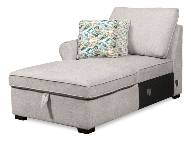 Sofa-lit sectionnel enveloppant de droite Haven de Scott Living 3 pièces en tissu de chenille avec rangement - gris