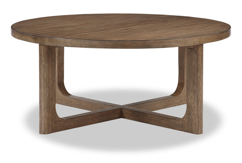 Table à café ronde Maxwell de 42 po - noyer brun clair
