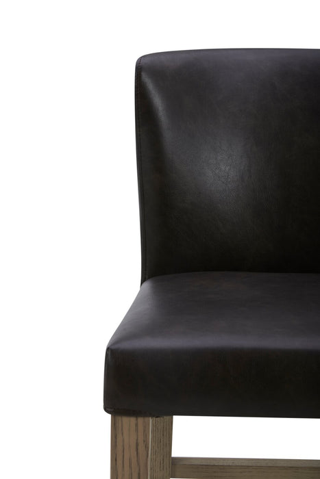 Tabouret 26 po Arlo de hauteur comptoir en tissu de cuir végétalien - brun bison