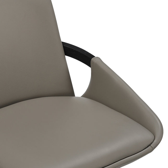 Tabouret Apex de hauteur comptoir en tissu de cuir végétalien et en métal avec siège pivotant - taupe