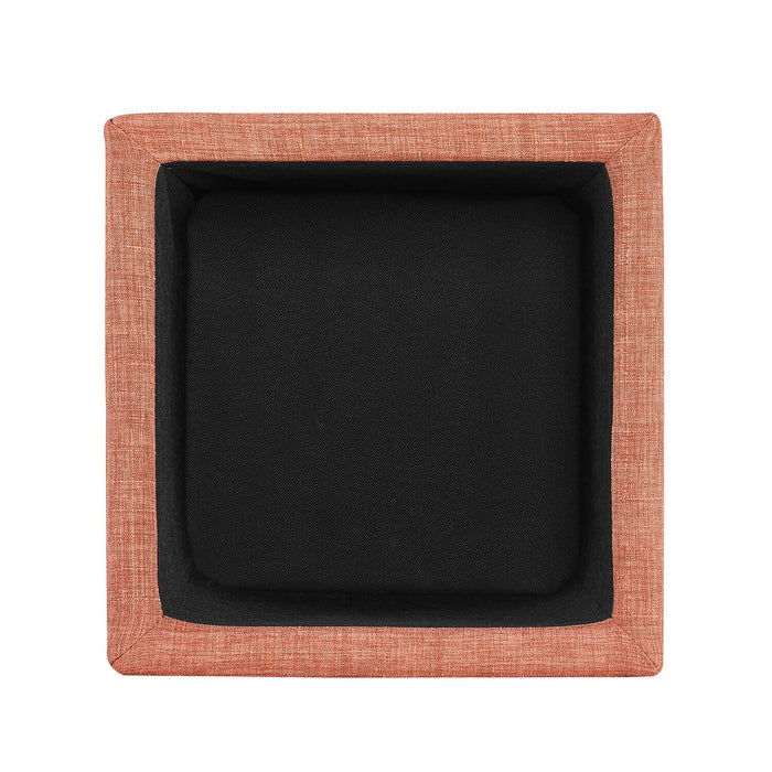 Pouf de rangement carré Halifax de 14,75 po en tissu - orange