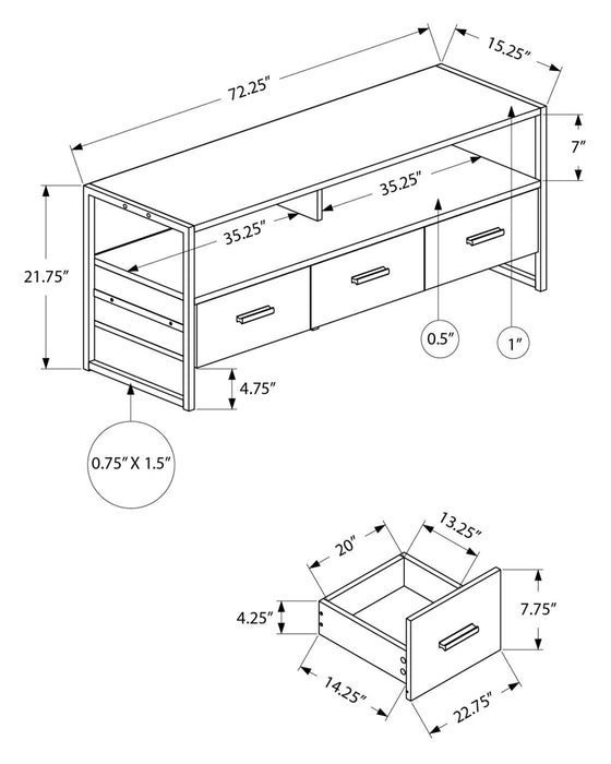 Meuble pour téléviseur moderne Cooper de 72 po avec rangement et système de gestion des câbles pour téléviseurs jusqu’à 80 po - noir