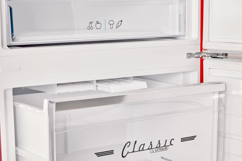 Réfrigérateur Classic Rétro d’Unique de 28 po et de 17 pi3 à congélateur inférieur - rouge - UNQ-455L R AC