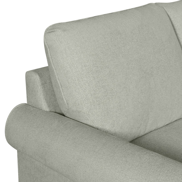 Sofa-lit sectionnel de gauche Haven de Scott Living 4 pièces en tissu de chenille avec fauteuil long de rangement - bleu écume de mer