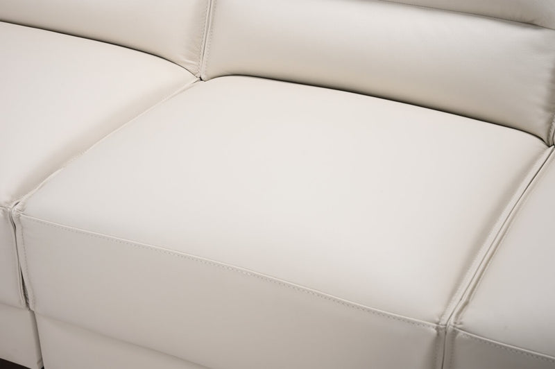 Sofa sectionnel de gauche Citadel 3 pièces en cuir véritable de qualité supérieure avec pattes en bois - blanc givré