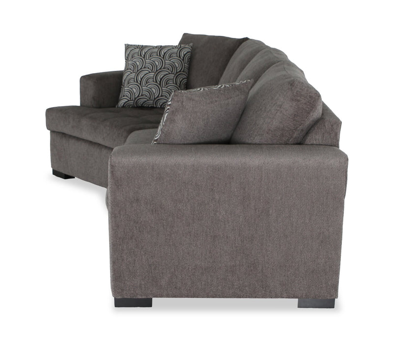 Sofa-lit sectionnel enveloppant de gauche Legend 2 pièces fabriqué au Canada en tissu de chenille - brun étain