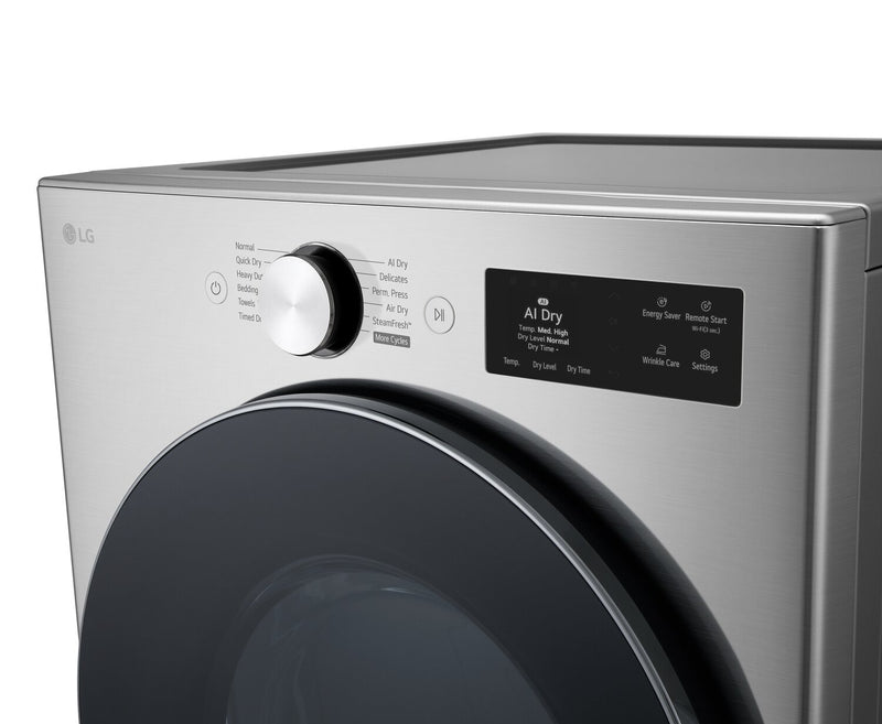 Sécheuse à gaz intelligente LG à chargement frontal de 7,4 pi3 avec AI Sensor DryMC - acier graphite - DLGX5801V