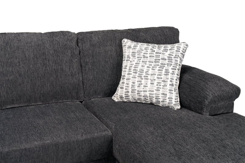 Sofa sectionnel en U de droite Morgan 2 pièces fabriqué au Canada en tissu de chenille avec coussins décoratifs - gris