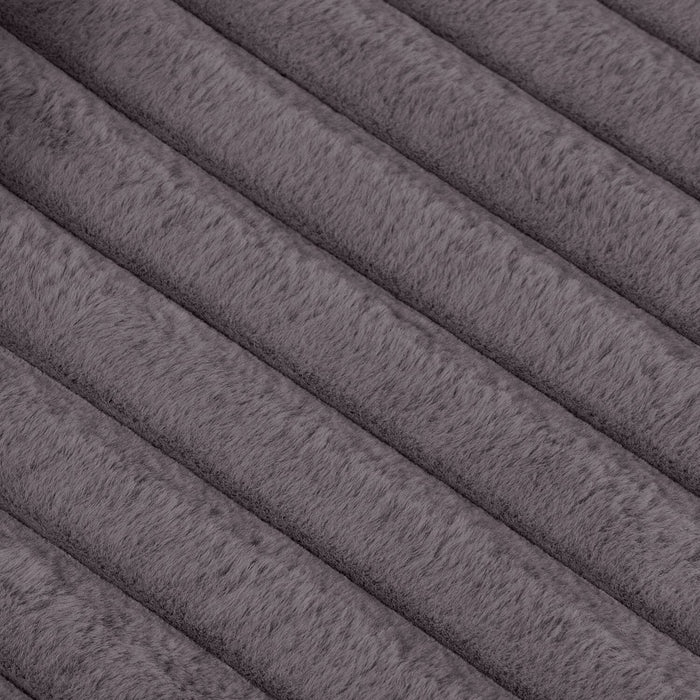 Fauteuil long de détente Kenny de 52,8 po en tissu de fausse fourrure très douce - gris 