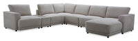  Sofa sectionnel modulaire de droite Voyage 7 pièces en tissu avec console et coussins de dossier amovibles - taupe