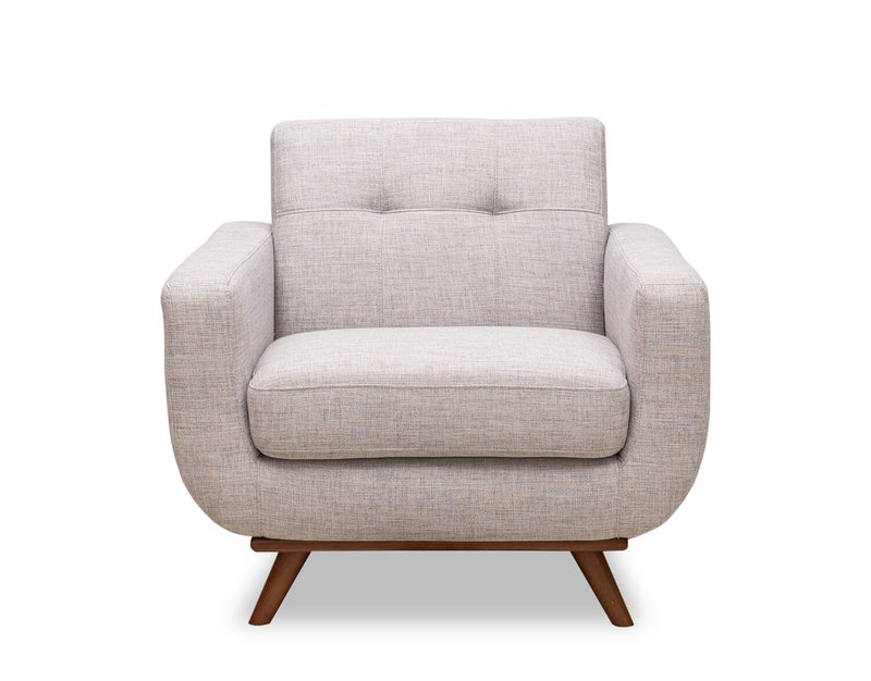 Fauteuil Freeman Kort & Co. de 37 po en tissu d’apparence lin avec pattes en bois et coussin de dossier capitonné - blanc colombe