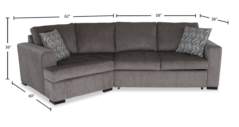 Sofa-lit sectionnel enveloppant de gauche Legend 2 pièces fabriqué au Canada en tissu de chenille - brun étain