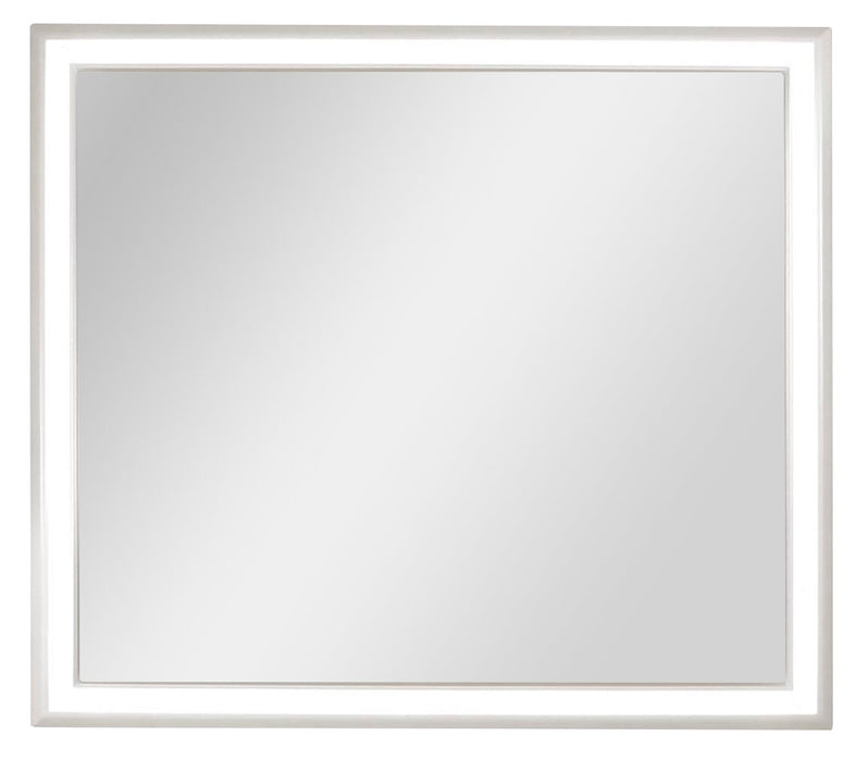 Miroir de commode de chambre à coucher somptueux Halo avec éclairage à DEL - blanc
