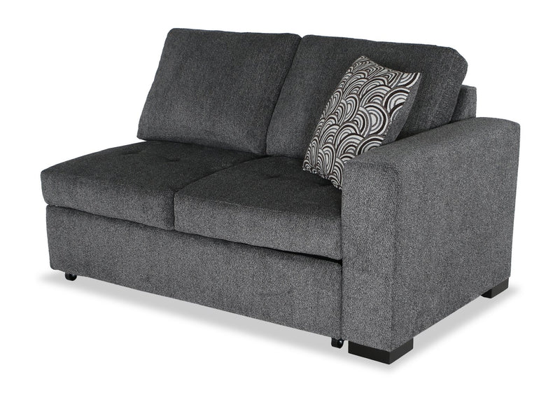 Sofa-lit sectionnel enveloppant de gauche Legend 2 pièces fabriqué au Canada en tissu de chenille - gris poivre