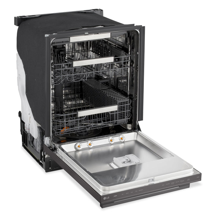 Lave-vaisselle encastré LG à 42 dBA de 24 po avec commandes sur le dessus et QuadWashMD Pro - acier inoxydable noir - LDNTH753D