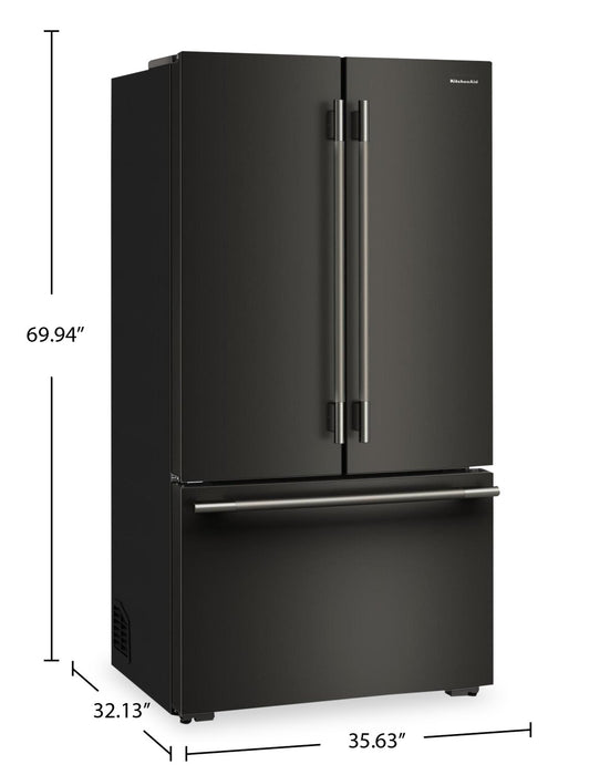 Réfrigérateur KitchenAid de 36 po et de 24 pi3 de profondeur comptoir à portes françaises - minerai noir - KRFC236SBE