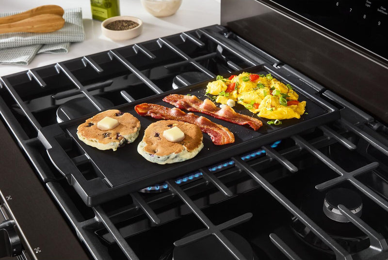 Cuisinière intelligente à gaz Whirlpool de 5 pi³ avec friture à air et autonettoyage - acier inoxydable noir - WFGS7530RV