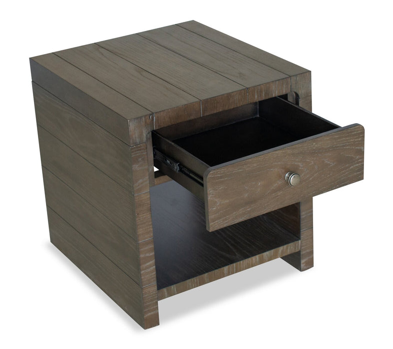 Table de bout moderne Avalon de 22 po en bois massif avec rangement - brune