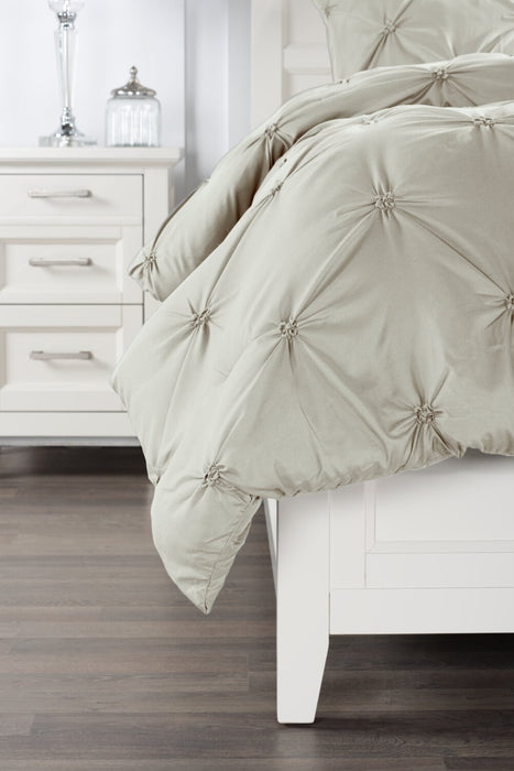 Ensemble d'édredon Gardenia Wynd 3 pièces écru pour lit double ou grand lit