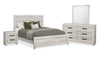 Ensemble de chambre à coucher Aspen 6 pièces avec lit, commode, miroir et table de nuit, gris - format grand lit