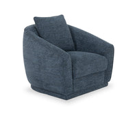  Fauteuil d’appoint pivotant Rio de 34,5 po en tissu de chenille - bleu