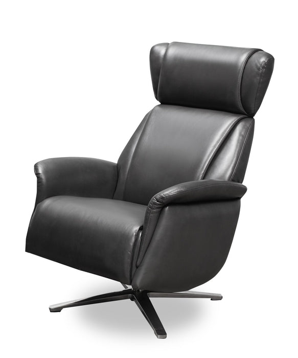 Fauteuil pivotant inclinable Vega antistress de 29,5 po en similicuir avec repose-pieds et pattes en aluminium - gris