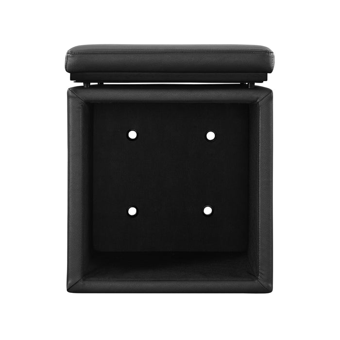 Pouf de rangement carré Manitoba de 18 po en similicuir - noir