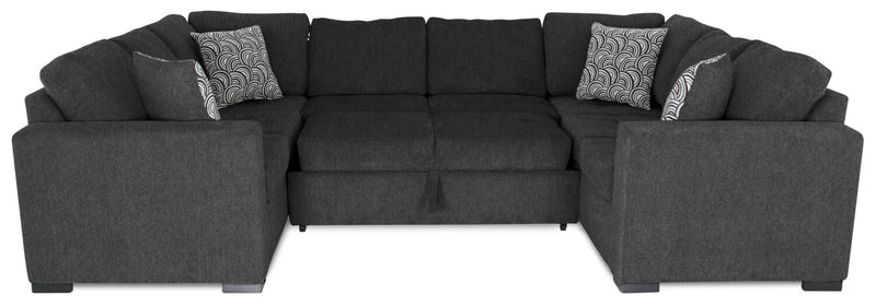 Sofa-lit sectionnel Legend 3 pièces fabriqué au Canada en tissu de chenille - gris poivre