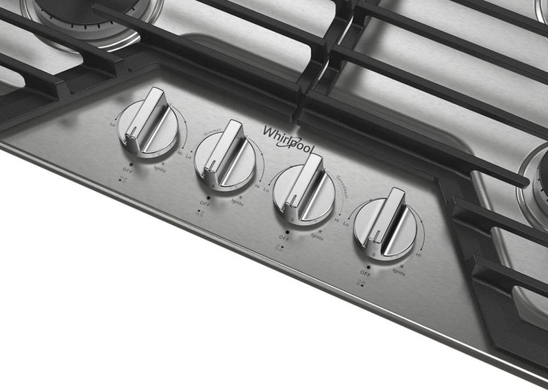 Surface de cuisson à gaz Whirlpool de 30 po avec grilles en fonte à charnières EZ-2-LiftMC - WCGK5030PS