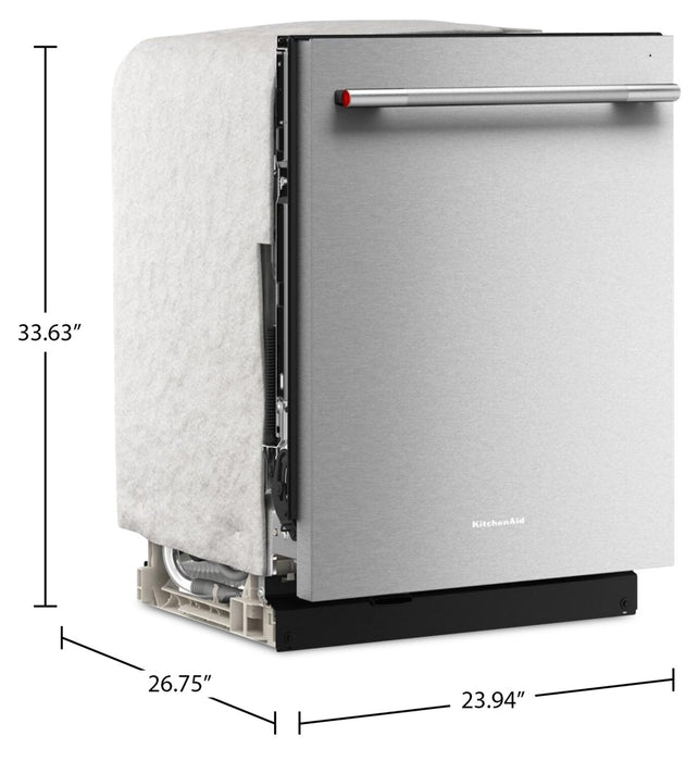 Lave-vaisselle KitchenAid de 24 po et de 44 dBA avec troisième panier 360° Max JetsMC - acier inoxydable avec fini PrintShieldMC - KDTS724SPS