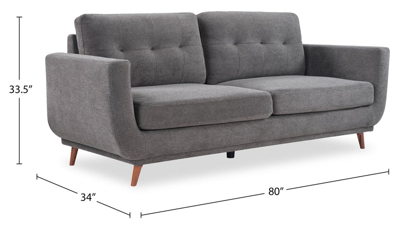 Sofa Cosmo de 80 po en tissu avec coussins de dossier capitonnés - anthracite