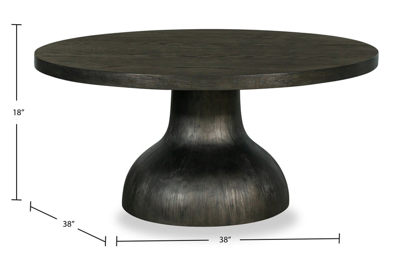 Table à café moderne ronde Eldon de 38 po en bois massif - grain de café