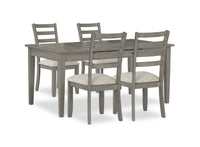 Ensemble de salle à manger Cove 5 pièces en mélamine avec table de 66 po (L), tiroirs de rangement et 4 chaises - gris