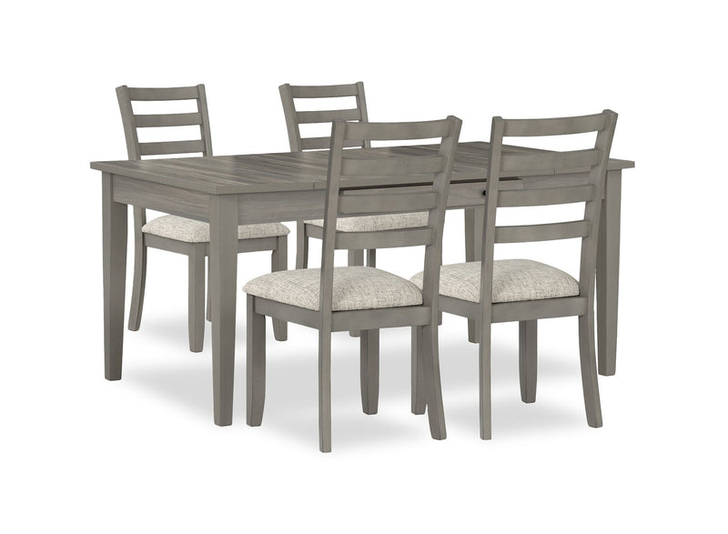Ensemble de salle à manger Cove 5 pièces en mélamine avec table de 66 po (L), tiroirs de rangement et 4 chaises - gris